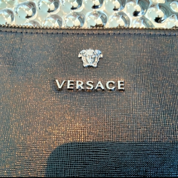 COPY - Versace authentic leather clutch with wristlet strap and silver hardware. - Picture 12 of 12